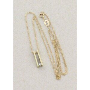 10k Yellow Gold Diamond Necklace 18" Chain